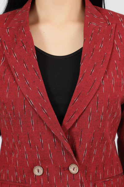 Ikat-Red-Cotton-Blazer-LSBlazer136