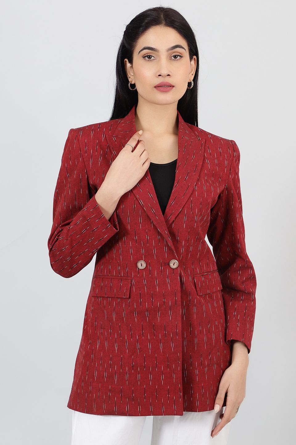 Ikat-Red-Cotton-Blazer-LSBlazer136