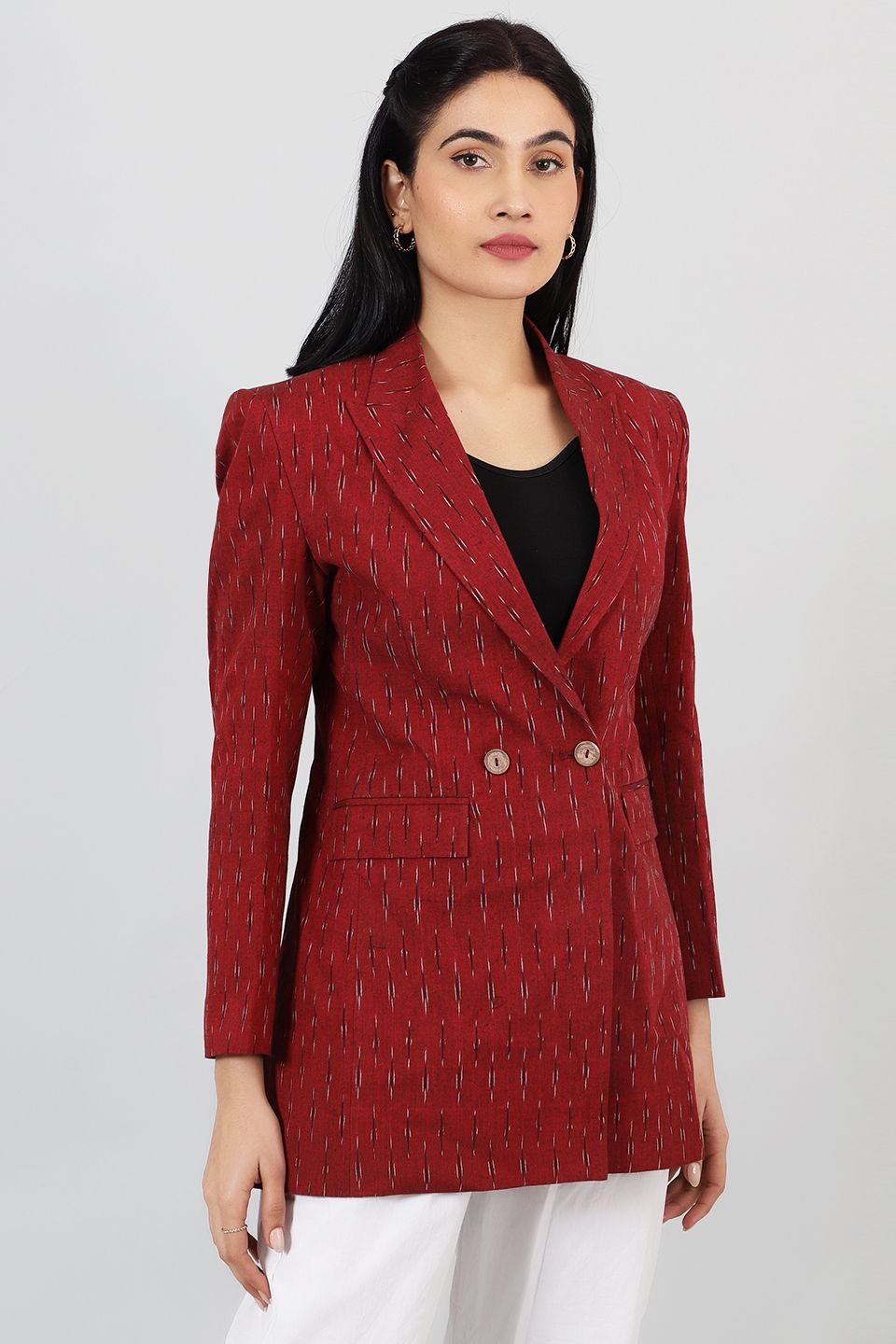 Ikat-Red-Cotton-Blazer-LSBlazer136