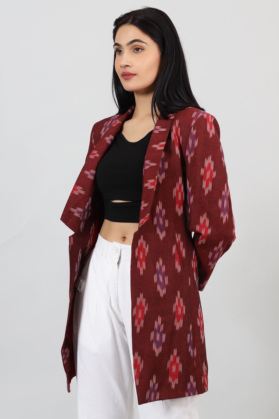 Ikat-Red-Cotton-Blazer-LSBlazer139