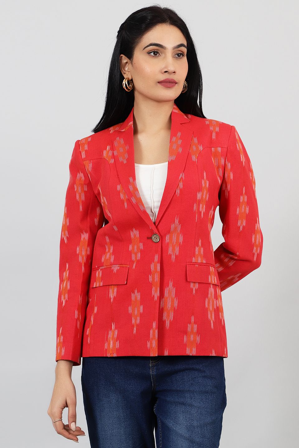 Ikat-Red-Cotton-Blazer-LSBlazer149