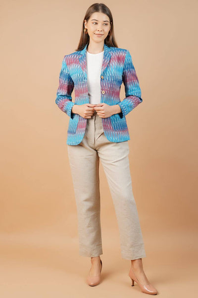 Ikat Cotton Blue Blazer