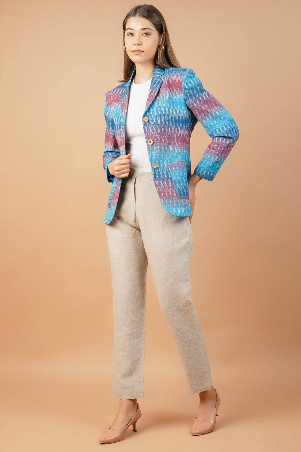 Ikat Cotton Blue Blazer