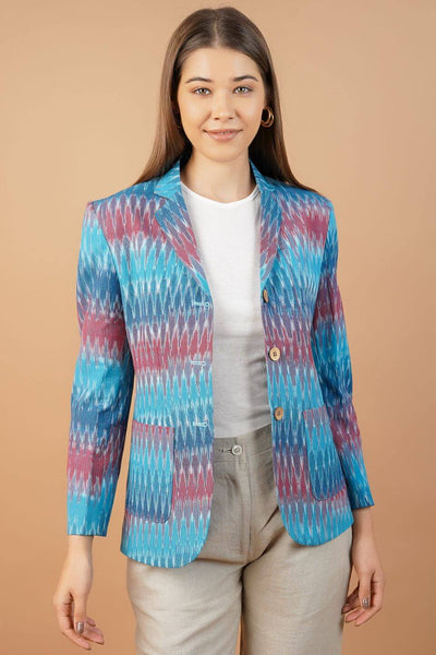 Ikat Cotton Blue Blazer