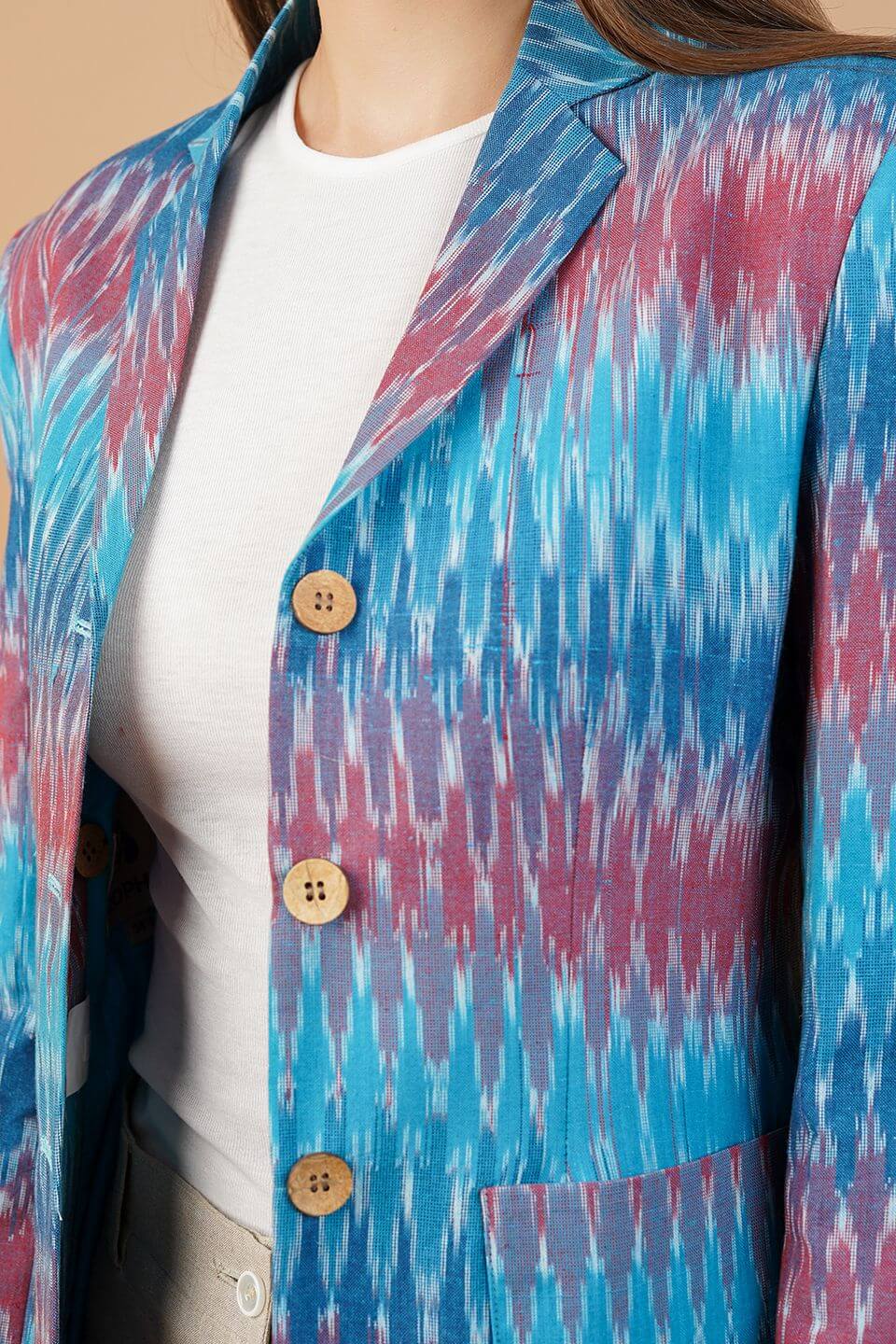 Ikat Cotton Blue Blazer