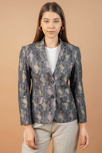 Digital Print Cotton Green Blazer