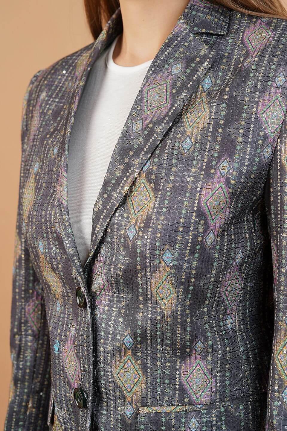 Digital Print Cotton Green Blazer