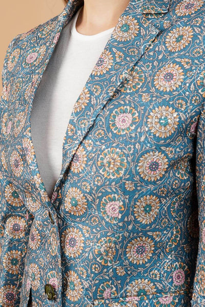 Digital Print Cotton Blue Blazer