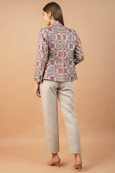 Digital Print Cotton Brown Blazer