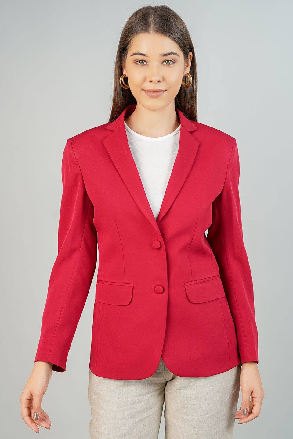 Polyester Cotton Red Blazer