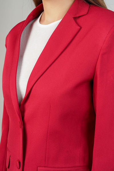 Polyester Cotton Red Blazer