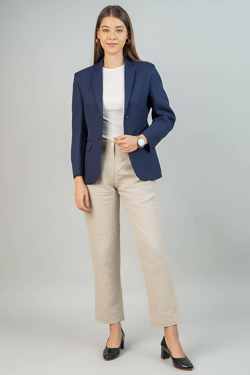 Polyester Cotton Blue Blazer