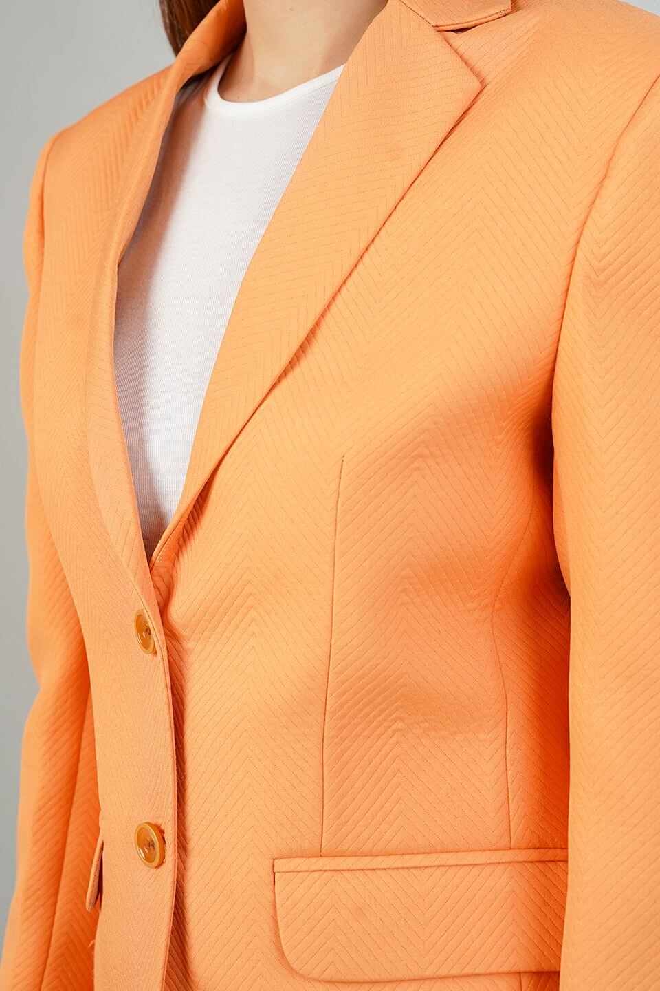 Polyester Cotton Orange Blazer