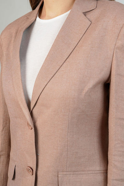 Linen Cotton Brown Blazer