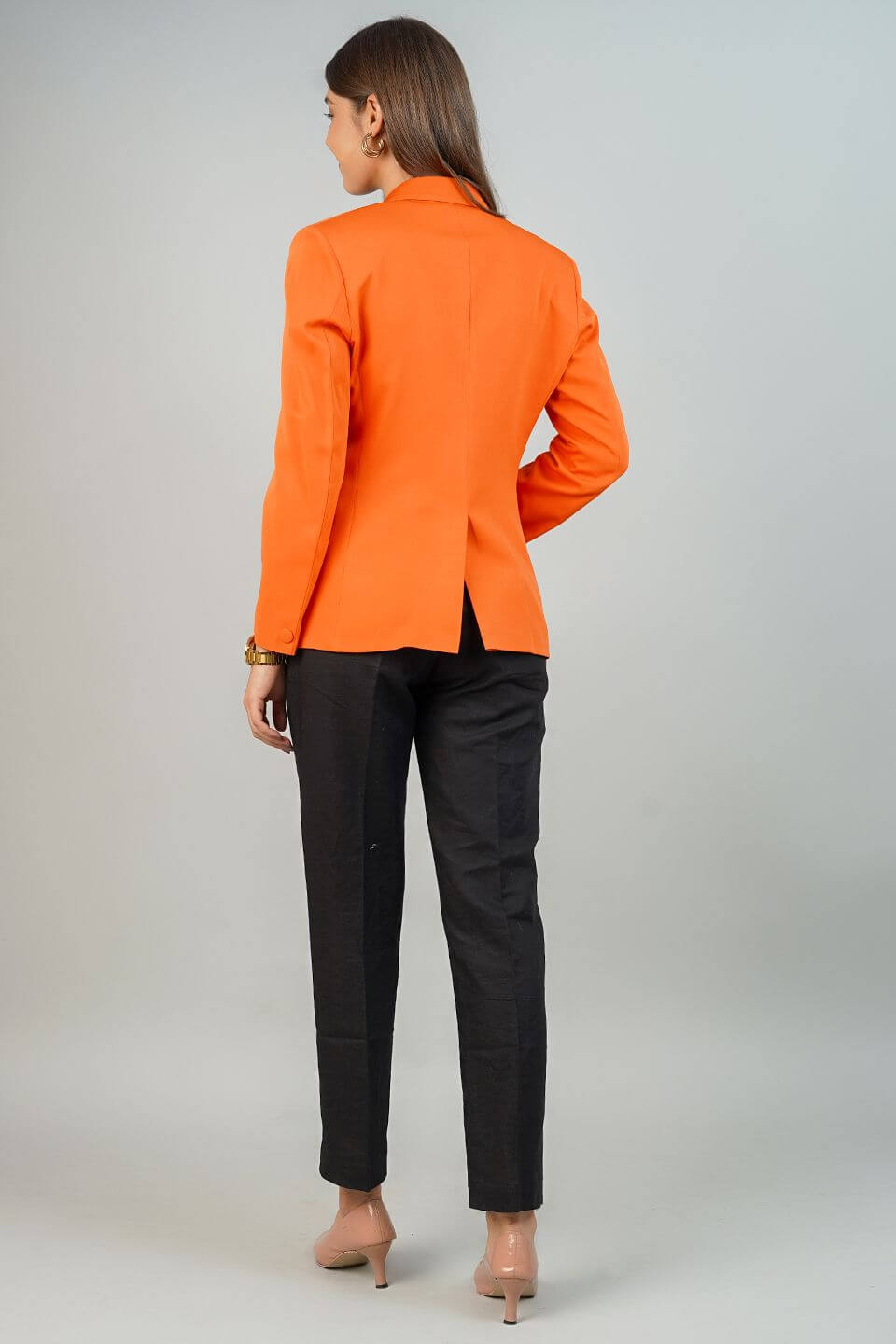 Polyester Cotton Orange Blazer