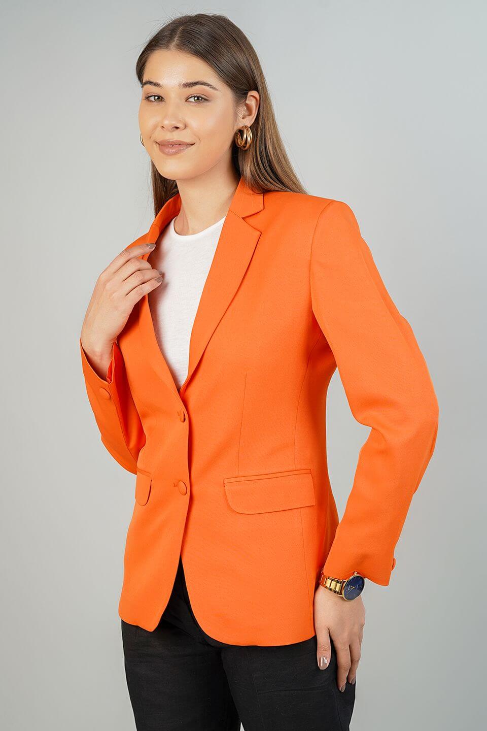 Polyester Cotton Orange Blazer