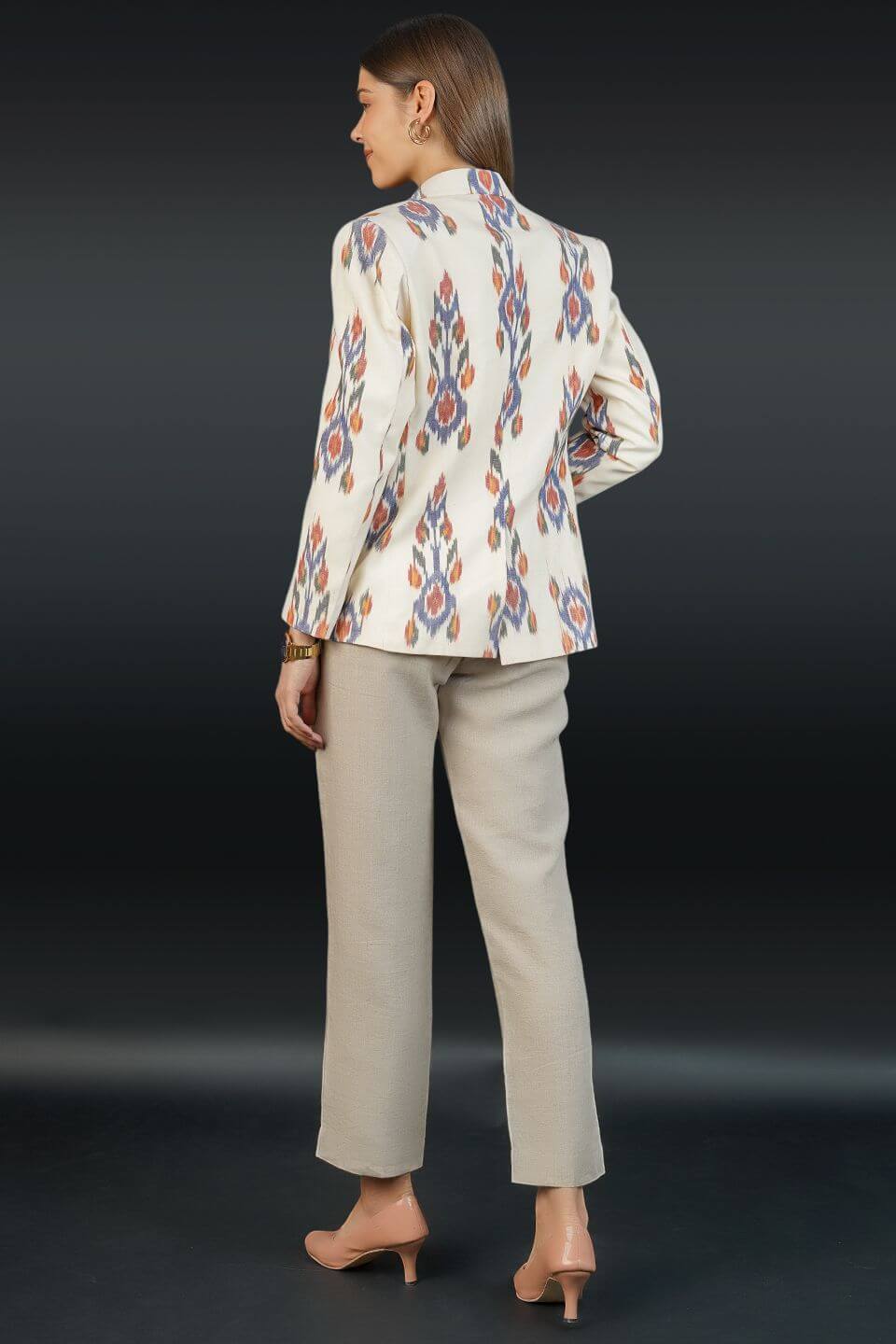 Ikat Cotton White Blazer