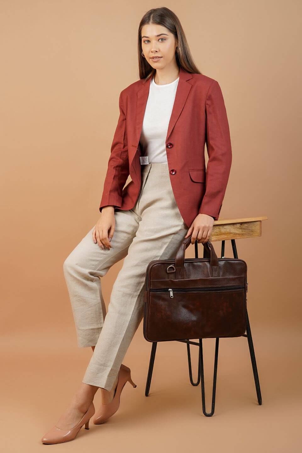 Linen Cotton Red Blazer