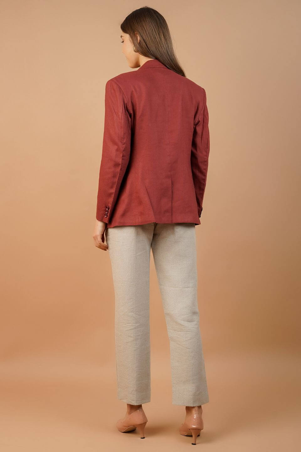 Linen Cotton Red Blazer