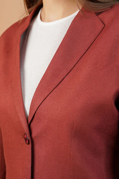 Linen Cotton Red Blazer