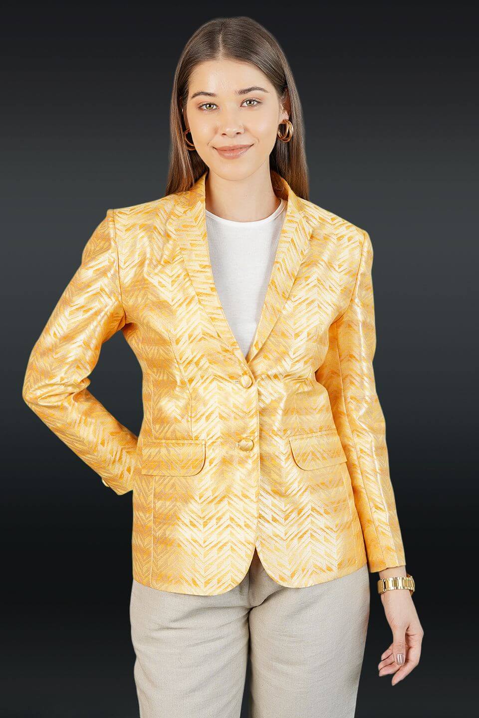 Banarasi Rayon Cotton Yellow Blazer