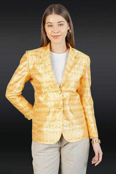 Banarasi Rayon Cotton Yellow Blazer