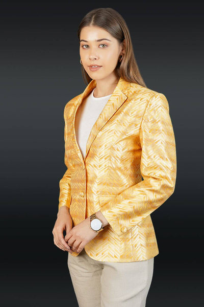 Banarasi Rayon Cotton Yellow Blazer