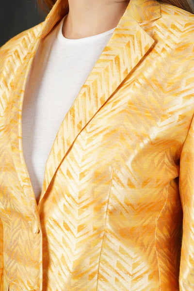 Banarasi Rayon Cotton Yellow Blazer