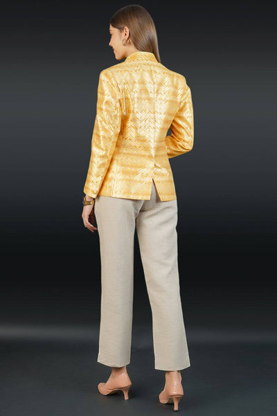 Banarasi Rayon Cotton Yellow Blazer