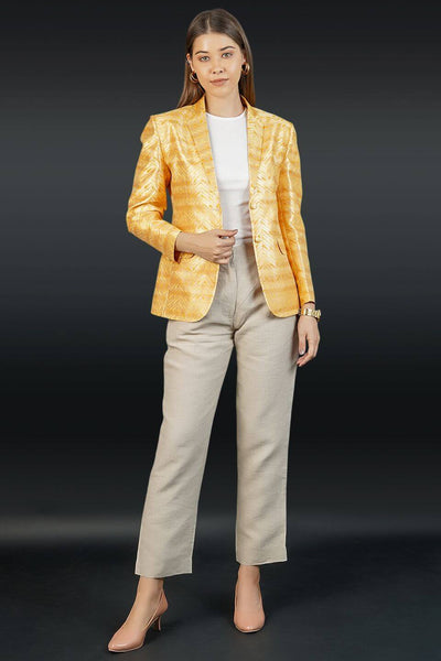 Banarasi Rayon Cotton Yellow Blazer