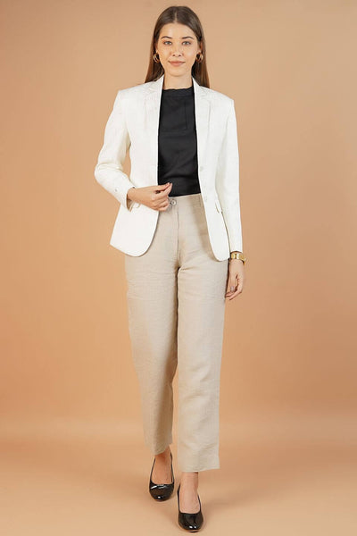 Polyester Cotton White Blazer
