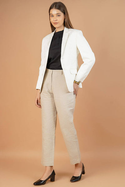 Polyester Cotton White Blazer
