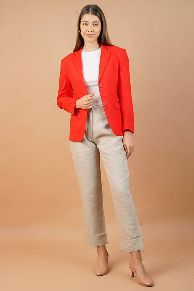 Linen Cotton Orange Blazer