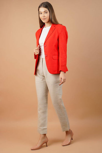 Linen Cotton Orange Blazer