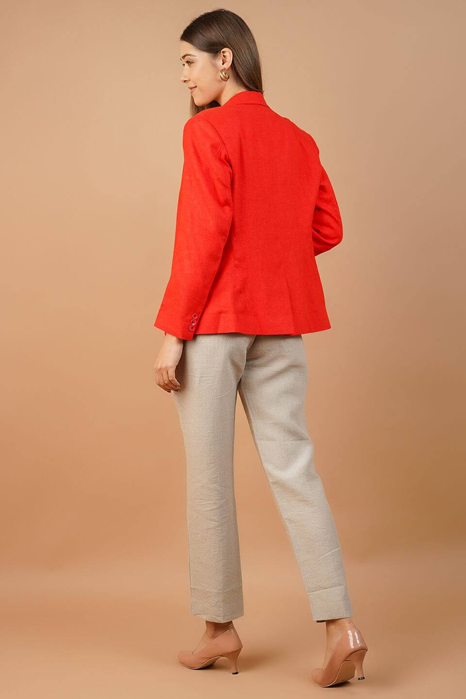 Linen Cotton Orange Blazer