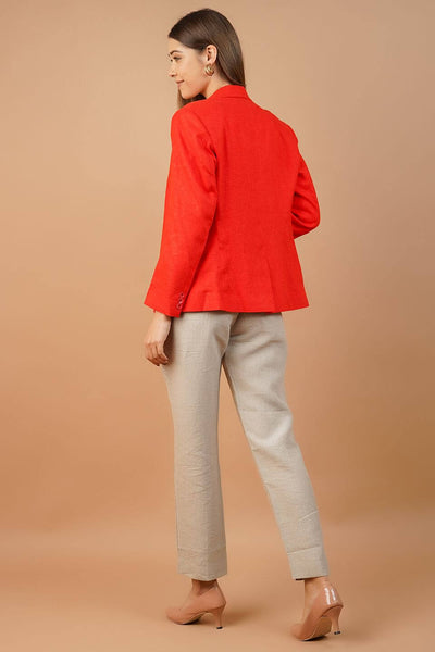 Linen Cotton Orange Blazer