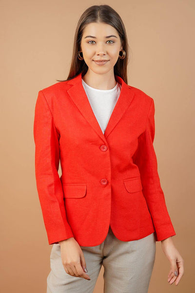 Linen Cotton Orange Blazer
