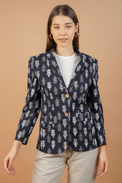 Indigo Cotton Black Blazer