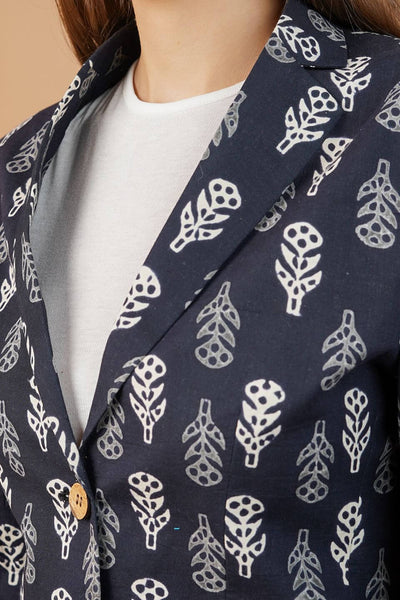 Indigo Cotton Black Blazer