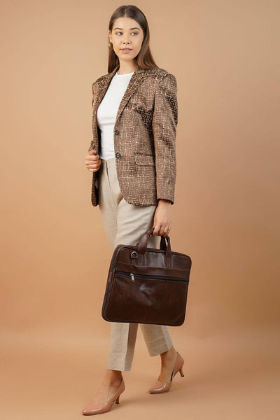 Polyester Cotton Brown Blazer