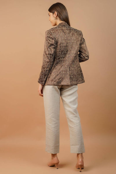 Polyester Cotton Brown Blazer