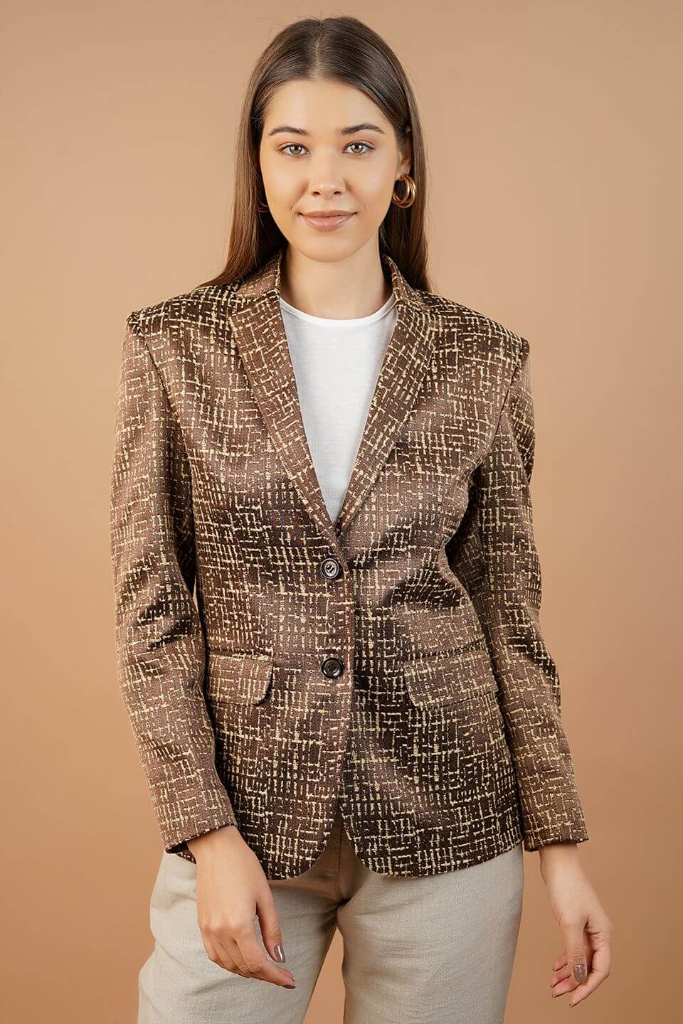 Polyester Cotton Brown Blazer