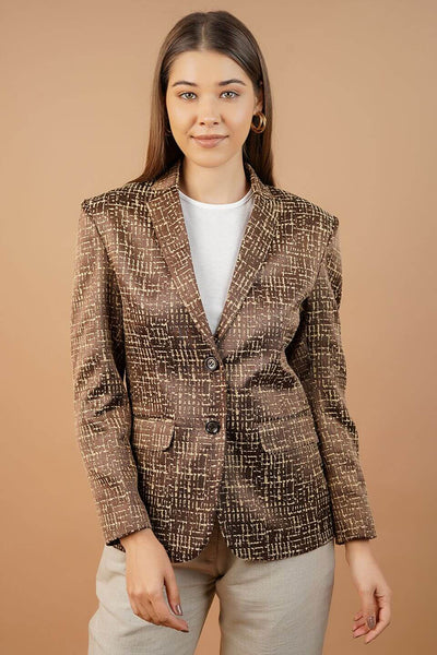 Polyester Cotton Brown Blazer