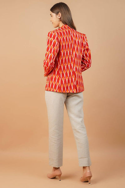 Ikat Cotton Red Blazer