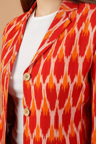 Ikat Cotton Red Blazer