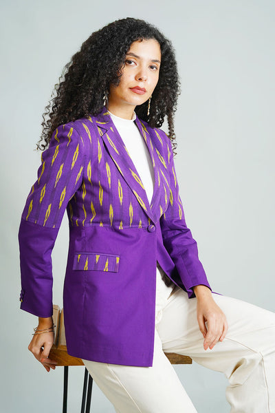 Purple Ikat Cotton Blazer
