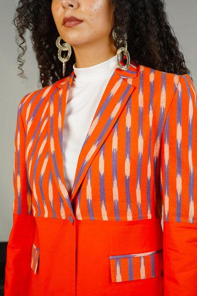 Orange Ikat Cotton Blazer