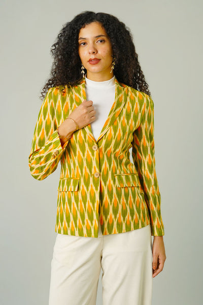 Green Ikat Cotton Blazer
