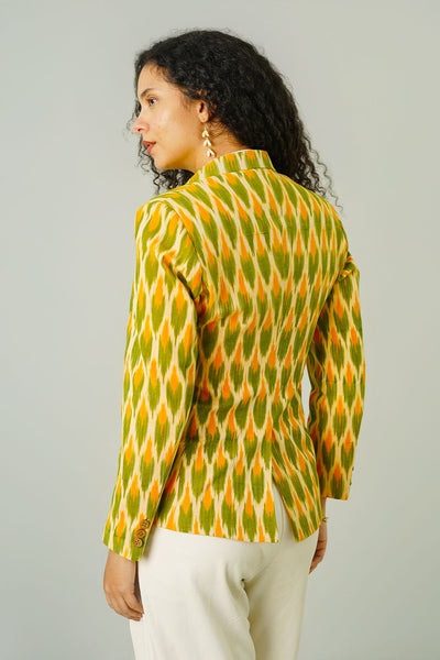 Green Ikat Cotton Blazer