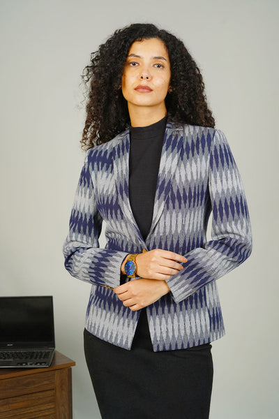 Grey Ikat Cotton Blazer